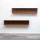 Two minimalist 60s wall shelves in walnut