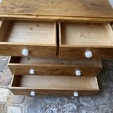 Solid natural pine chest of drawers with 5 drawers