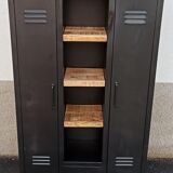 Black metal cabinet 2 doors and shelves