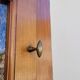Corner glazed corner cabinet in old cherry wood 1900s