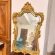 Antique Large Gilded Mirror in Wood Louis XVI Style with Quiver Pediment