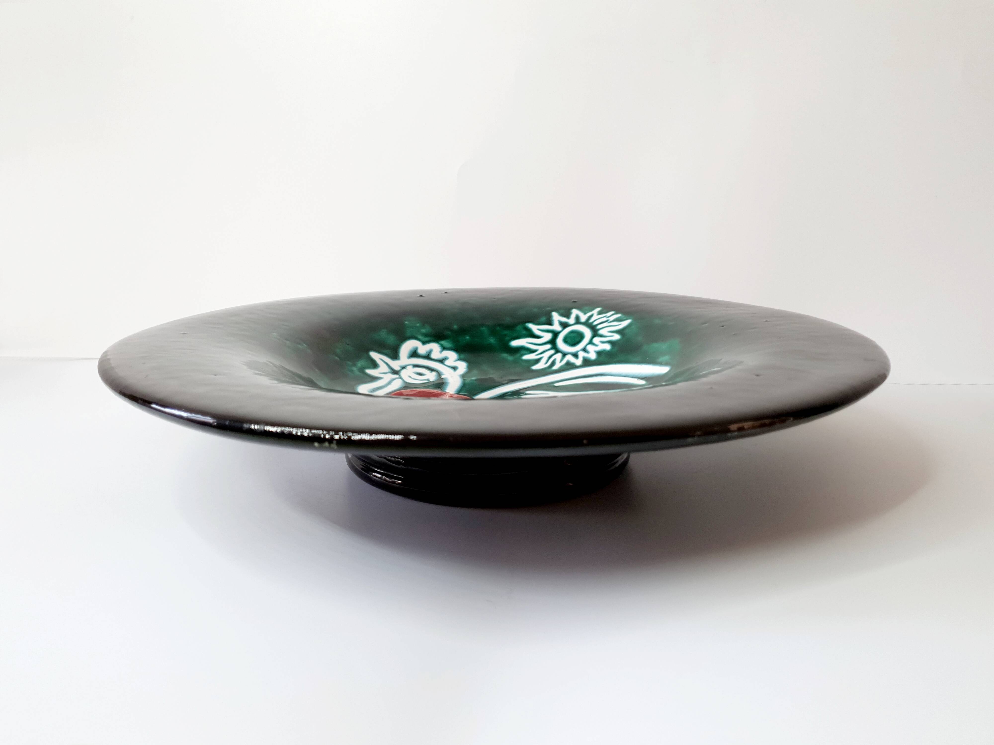 Decorative dish in enamelled ceramics - 1950s