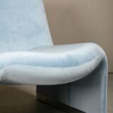 Giancarlo Piretti Alky Lounge Chair Sky Blue Velvet for Anonima Castelli