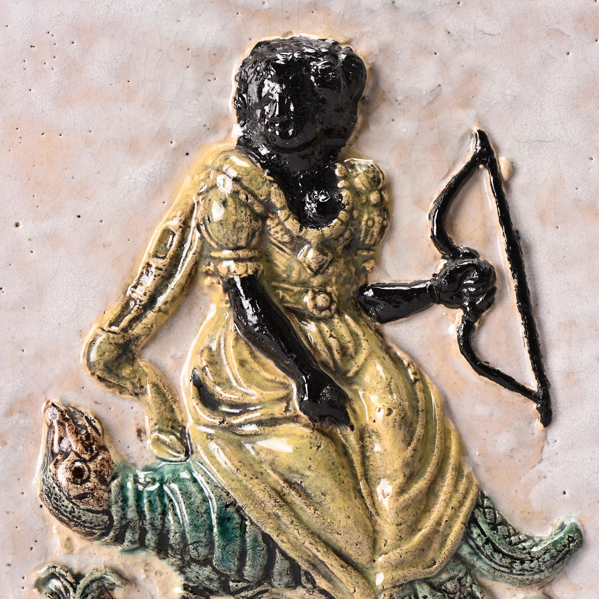 Ceramic plaque by Paul Pouchol, Vallauris, 1950s