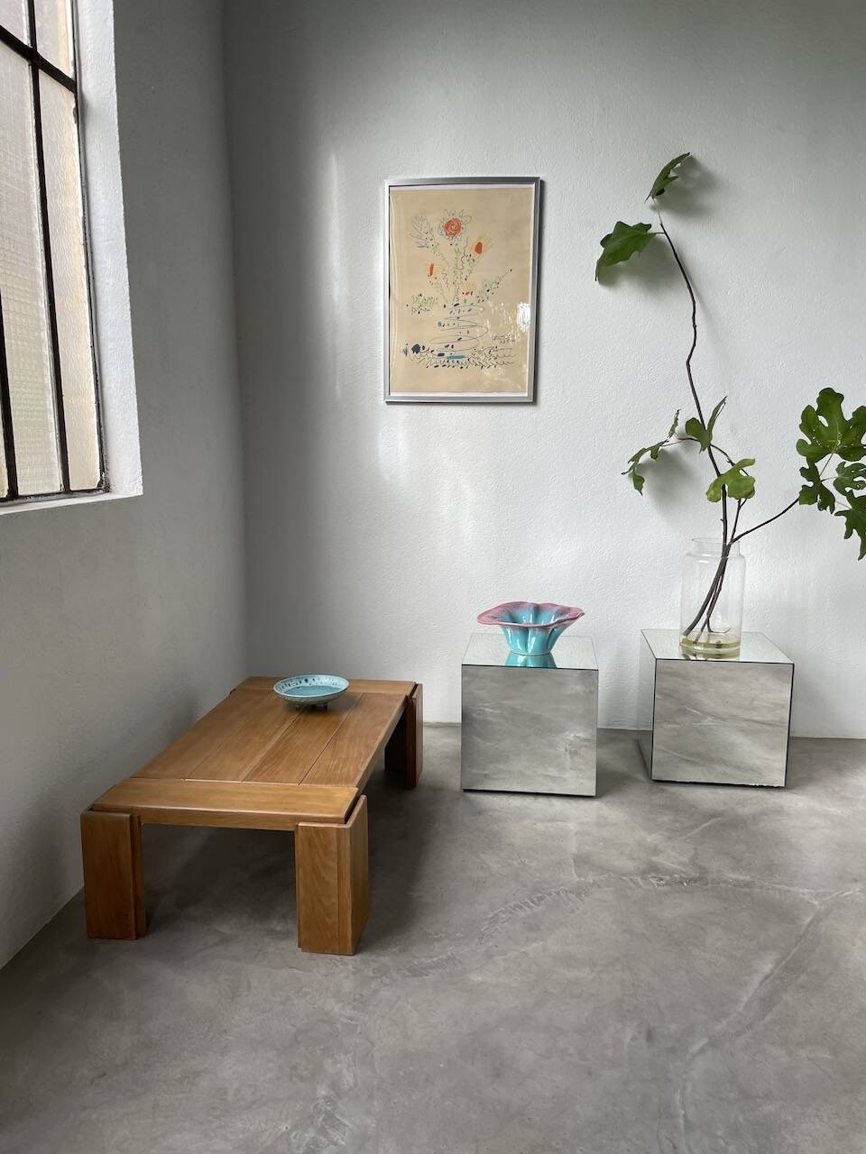 Blue and pink ceramic dish