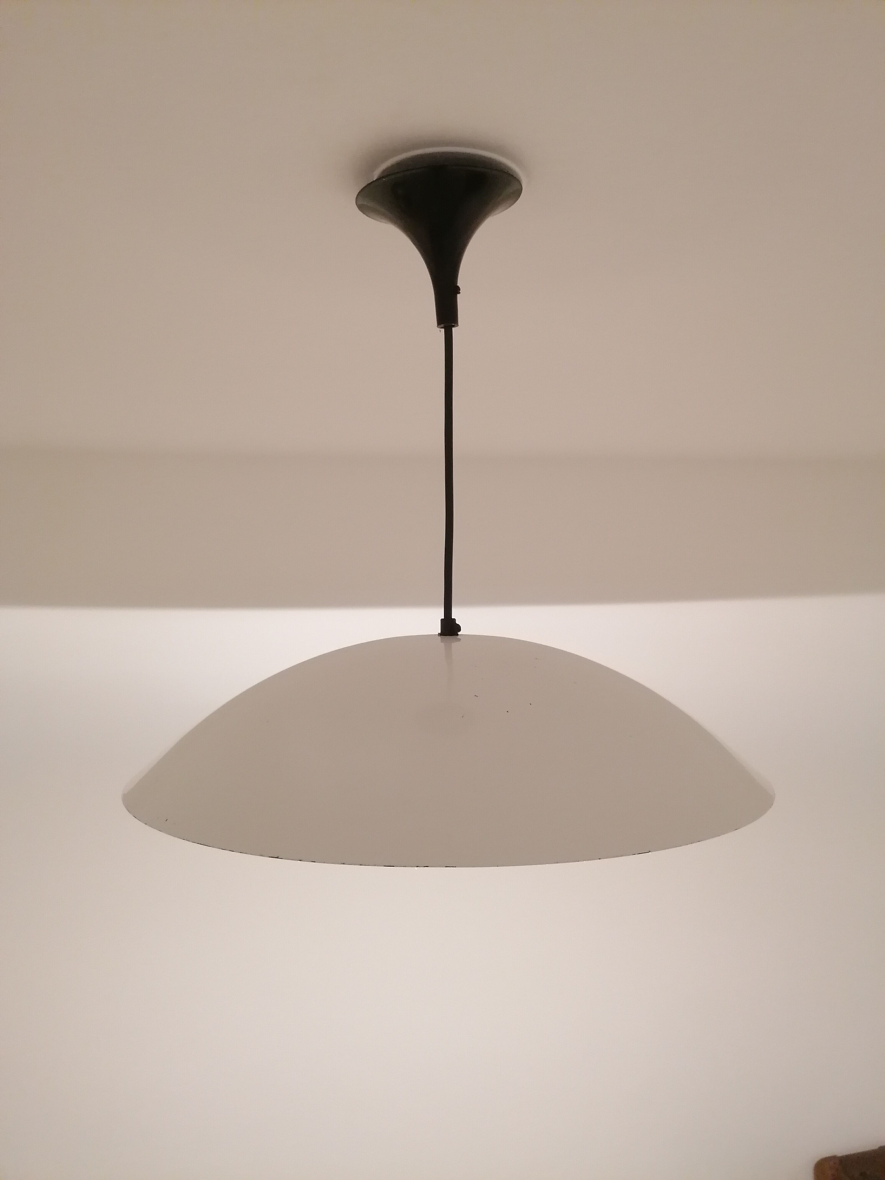 Suspension Lita - white tole - 45 cm - industrial type - 1960's