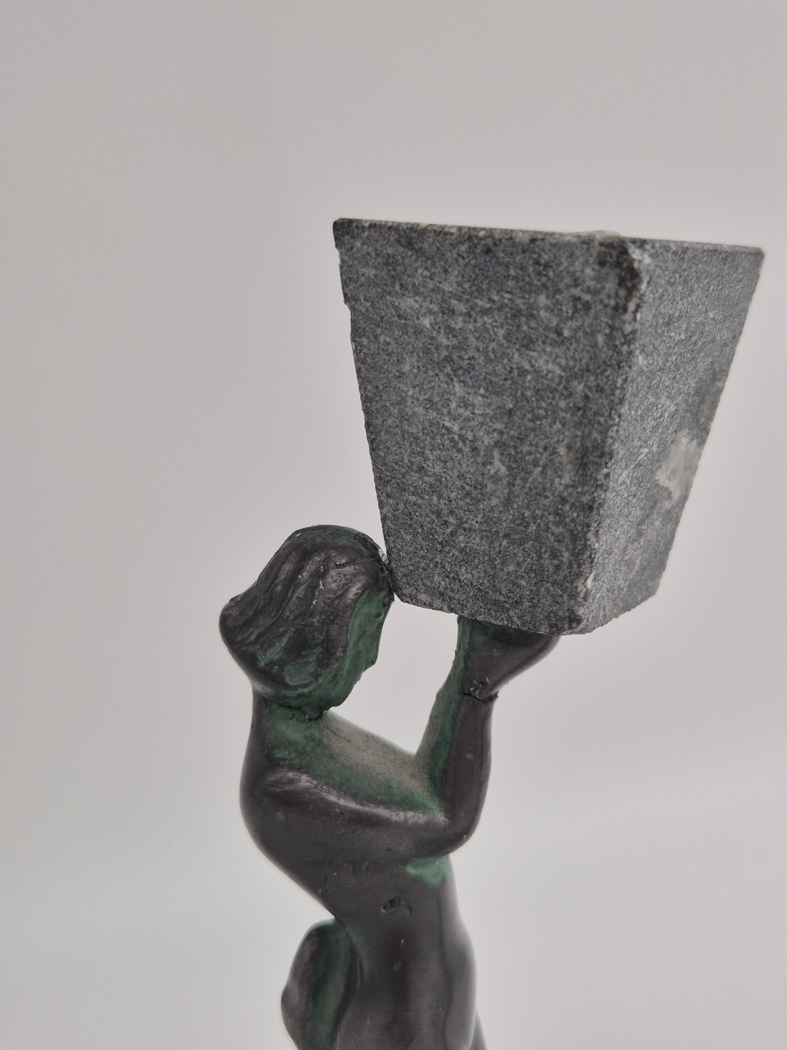 Rare decorative candlesticks in bronze and soapstone, Finland, Art Deco