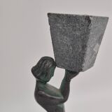 Rare decorative candlesticks in bronze and soapstone, Finland, Art Deco