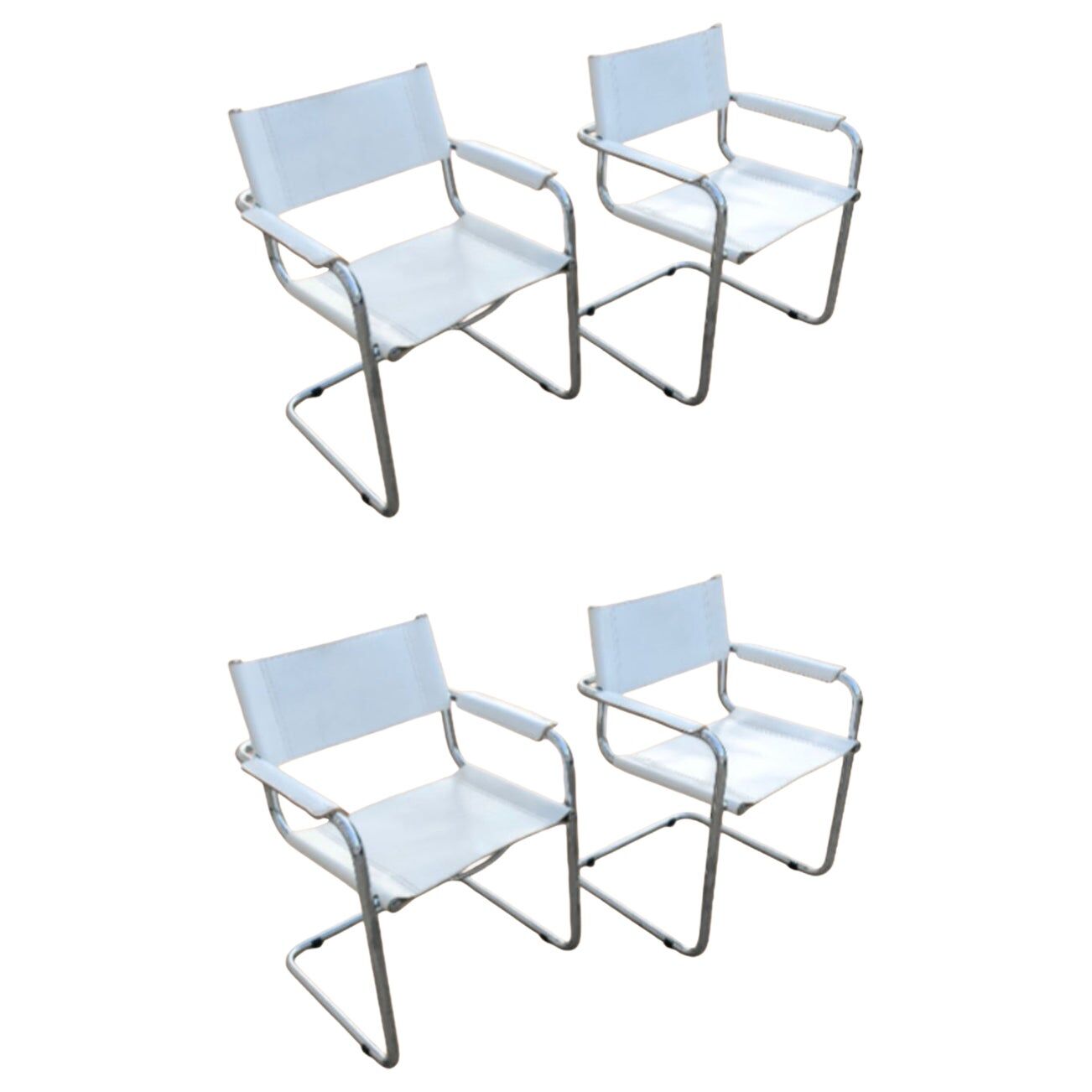Pair of Bauhaus S34 chairs by Mart Stam in leather and steel.