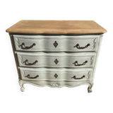 Louis XV style chest of drawers, patinated and waxed, natural wood top
