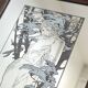 Winter mirror 70s Art Nouveau style after Alfons Mucha