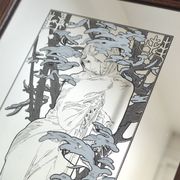 Winter mirror 70s Art Nouveau style after Alfons Mucha
