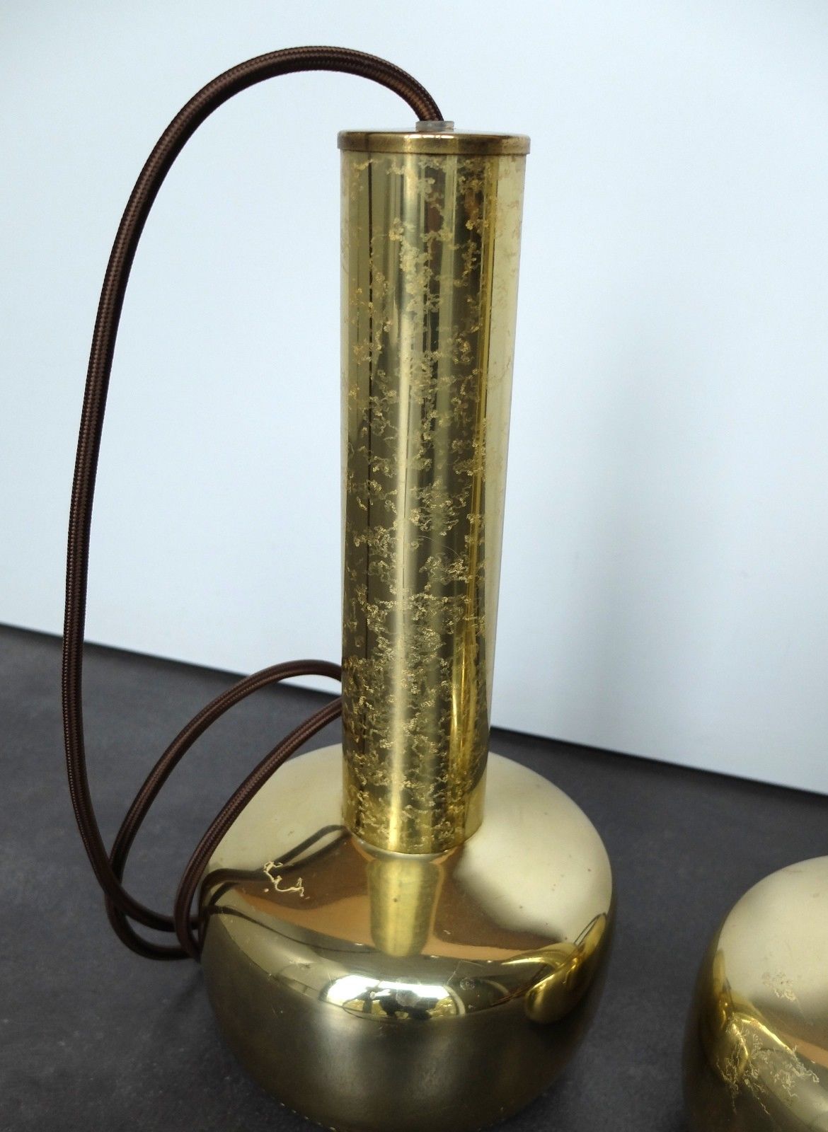 Pair of suspensions "Guldpendel" vintage brass by Vilhelm Lauritzen for Louis Poulsen