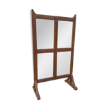 Screen - partition in old Burmese teak / 4 double-sided mirror panels