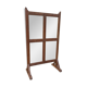 Screen - antique Burmese teak partition / 4 mirrored panels front and back