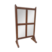 Screen - antique Burmese teak partition / 4 mirrored panels front and back