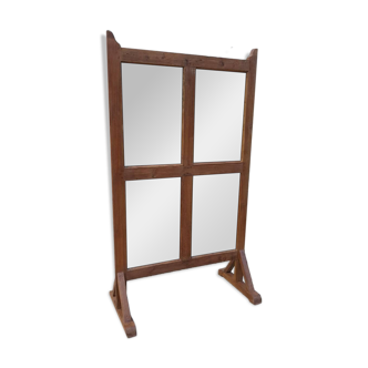 Screen - partition in old Burmese teak / 4 double-sided mirror panels