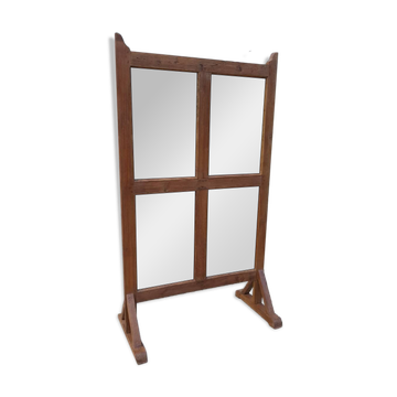 Screen - antique Burmese teak partition / 4 mirrored panels front and back