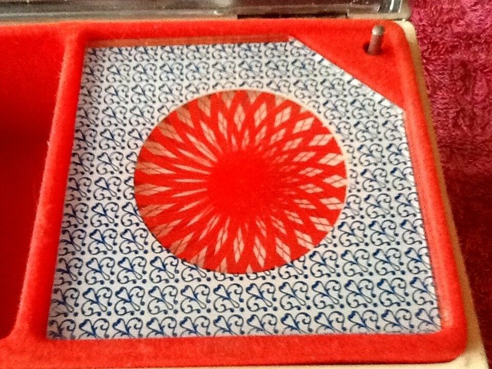 Vintage musical box with mirror psychedelic revolving wheel mechanism