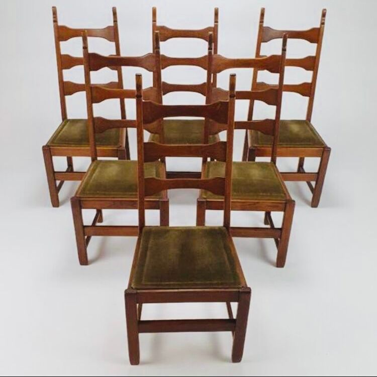 Table à manger brutaliste de style château + 8 chaises