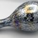Vase vintage, design moderniste, brun reflets chrome tacheté blanc 25 cm