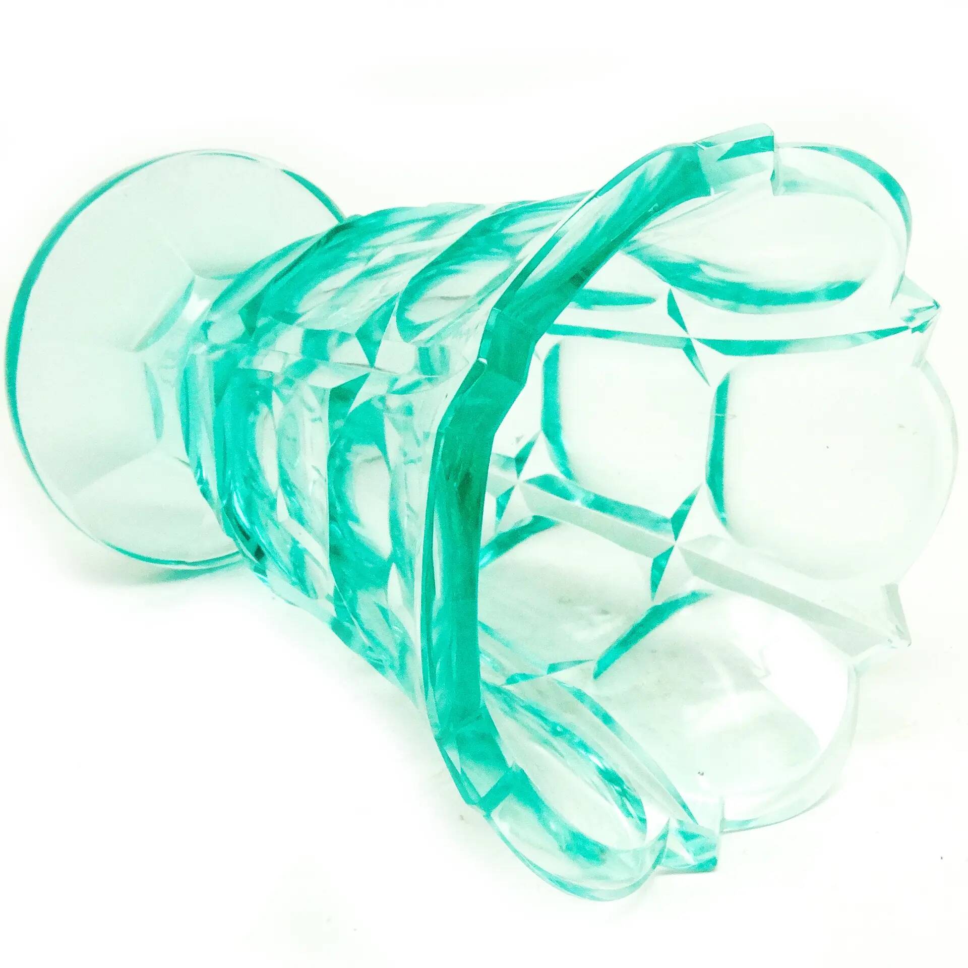 Art Deco vase, uranium crystal, Moser, Czechoslovakia, 1930s
