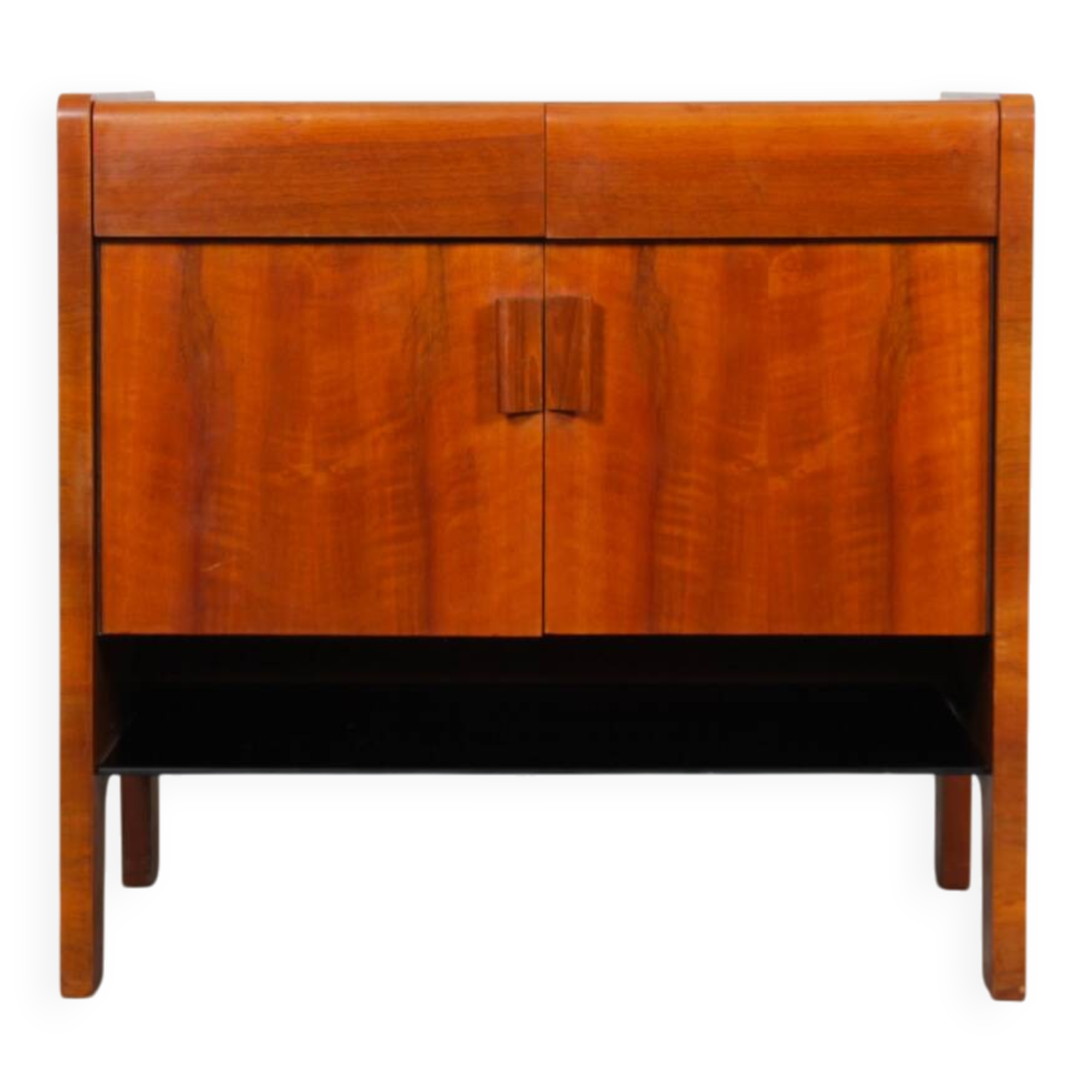 Chest of drawers in wood and opaline glass from the 1960s