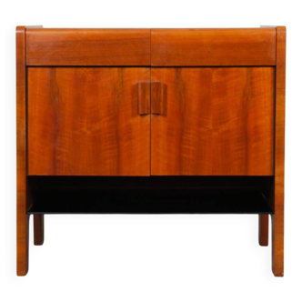 Chest of drawers in wood and opaline glass from the 1960s