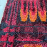 Original Abstract Scandinavian High Pile Abstract Rya Rug Carpet, Sweden, 1960s