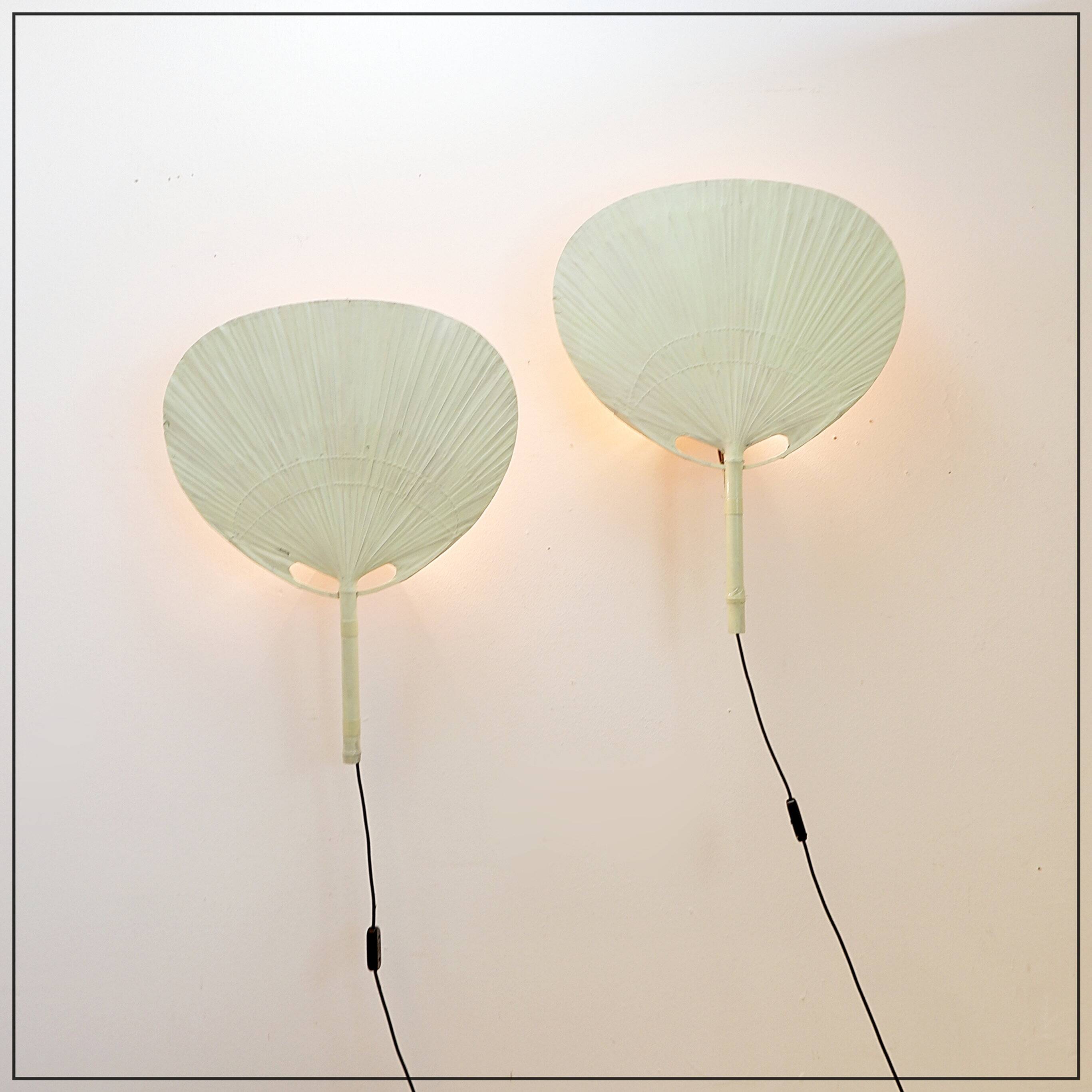 Pair of Uchiwa III wall lights by Ingo Maurer for M Design, 1970s