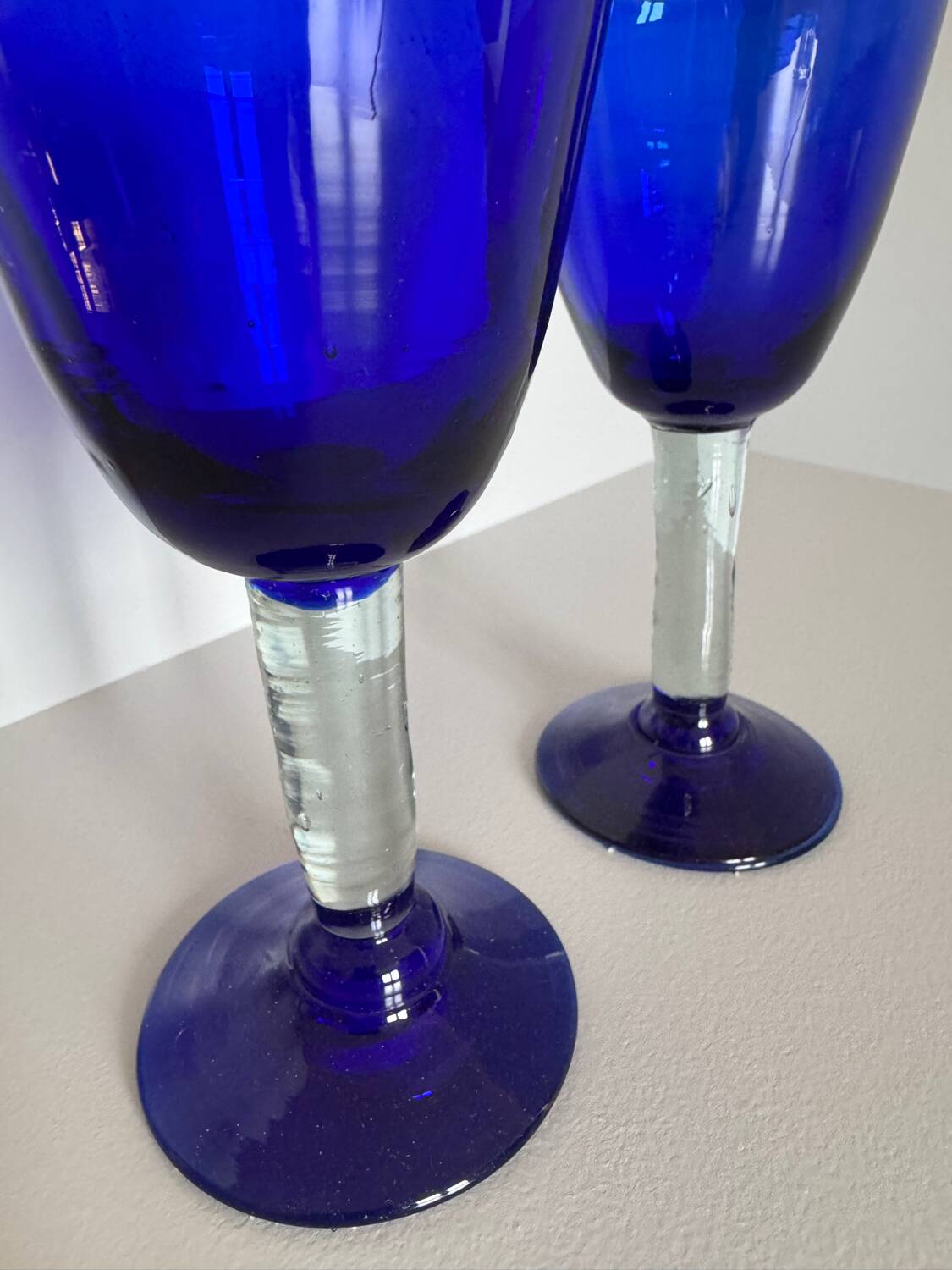 Vintage MCM Covalt Murano Italy Design Wine Glasses - Set of 2 Moderni