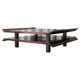 Two-level pagoda coffee table in Wabi-Sabi style, wood and bamboo from the 1970s.