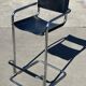 Vintage Black Leather & Chrome Italian Modern Barstools Set