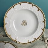 4 deep plates from Limoges with the PJC gold monogram.