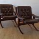 Norwegian Easy Chairs in Leather by Jon Hjortdal, Velledalen. Set of 2.