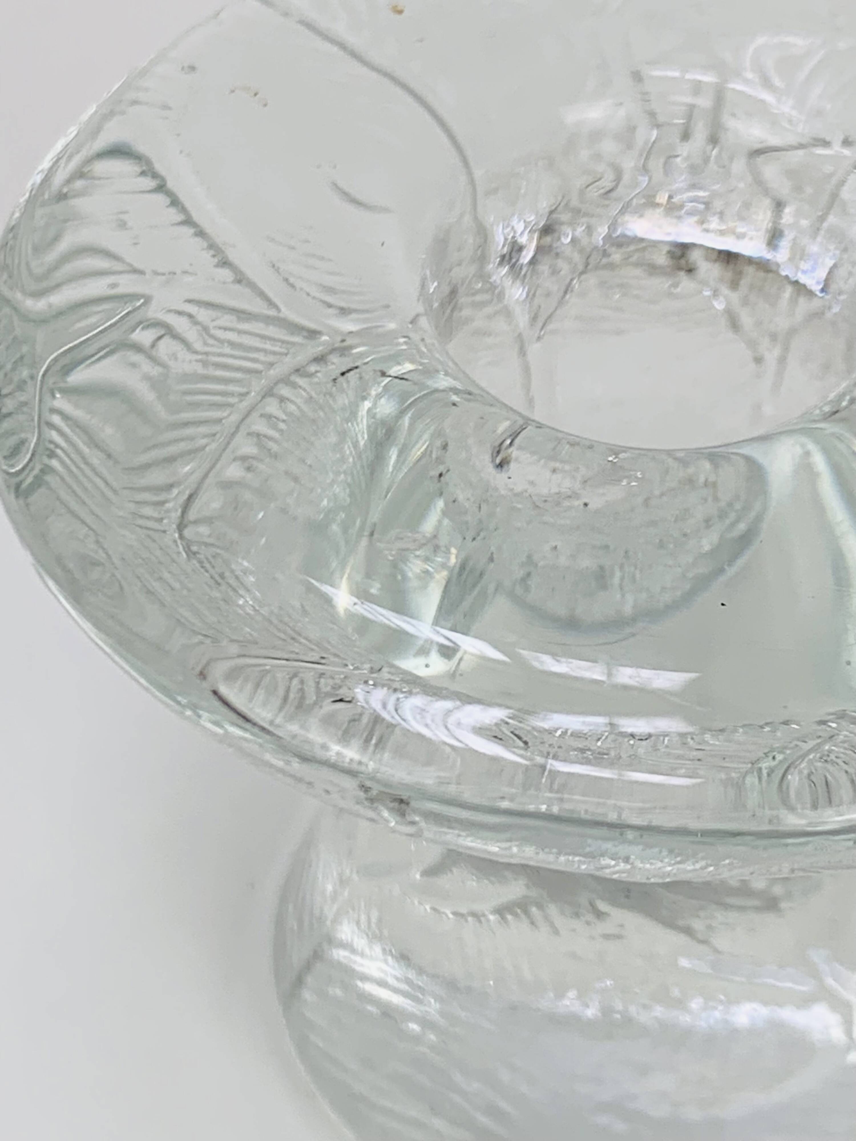 5 bougeoirs "feuilles" en verre vintage