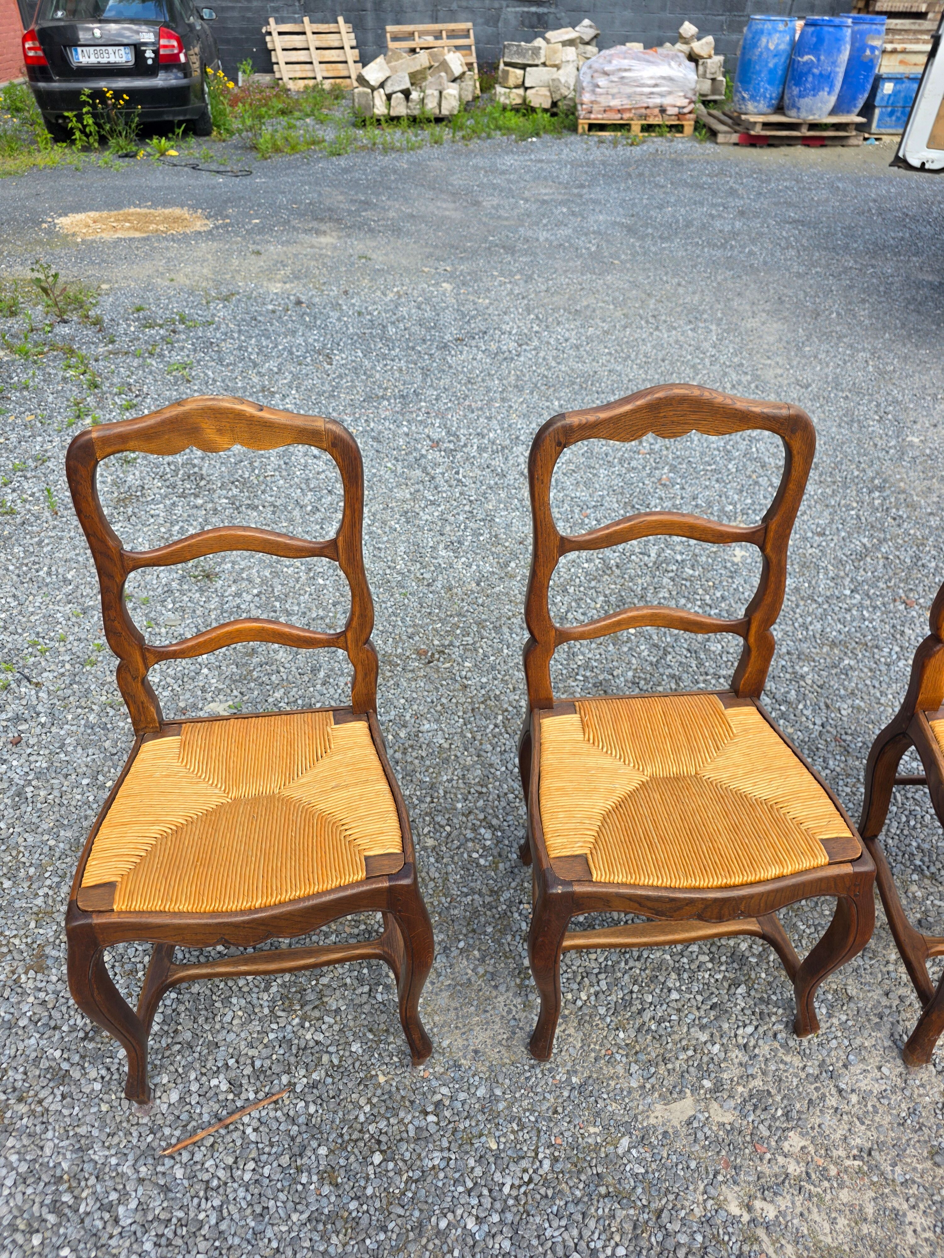 4 Louis XV style chairs in solid oak