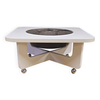 Table basse plateau rotatif 1970 vintage