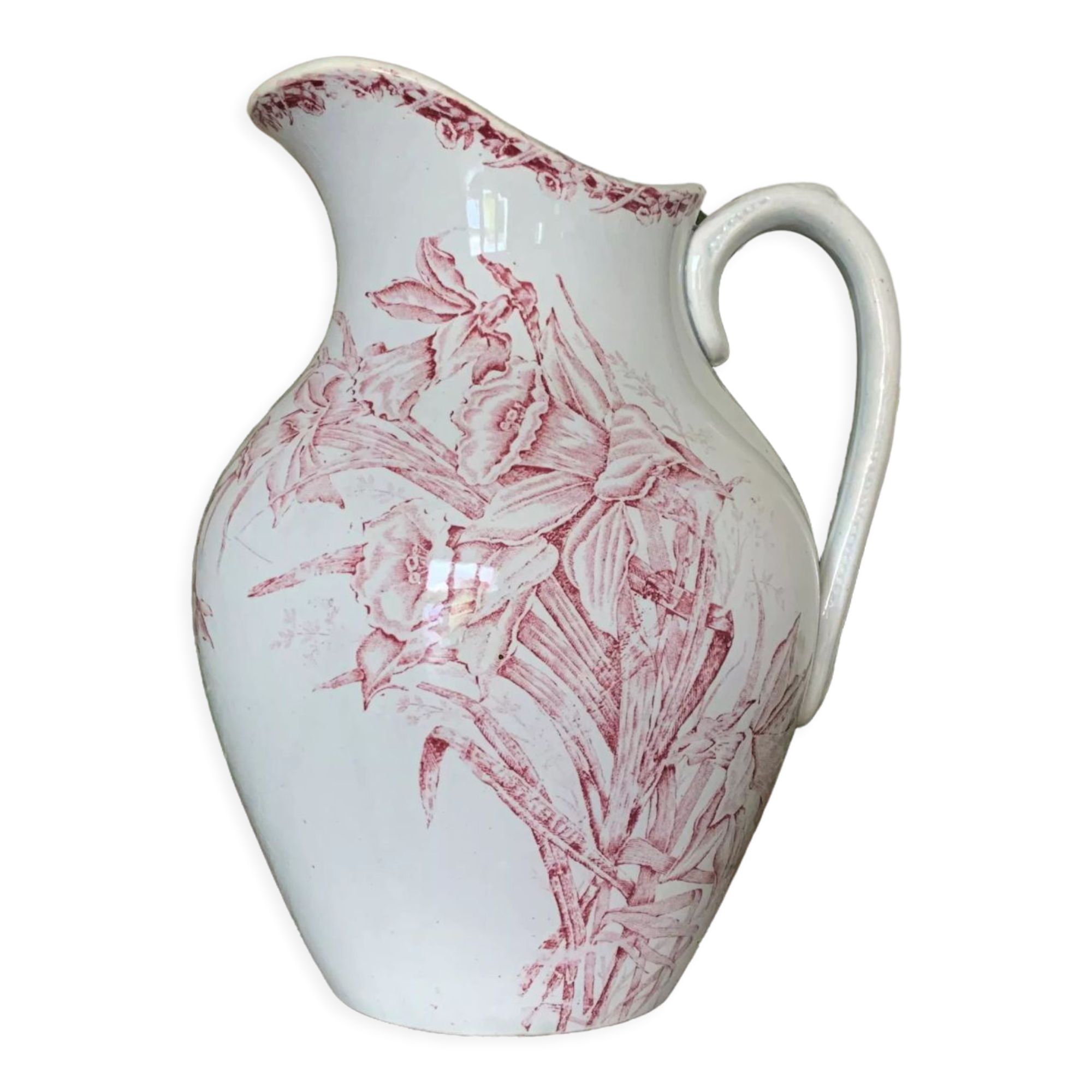 Pichet ancien en faïence de Saintamand Selency