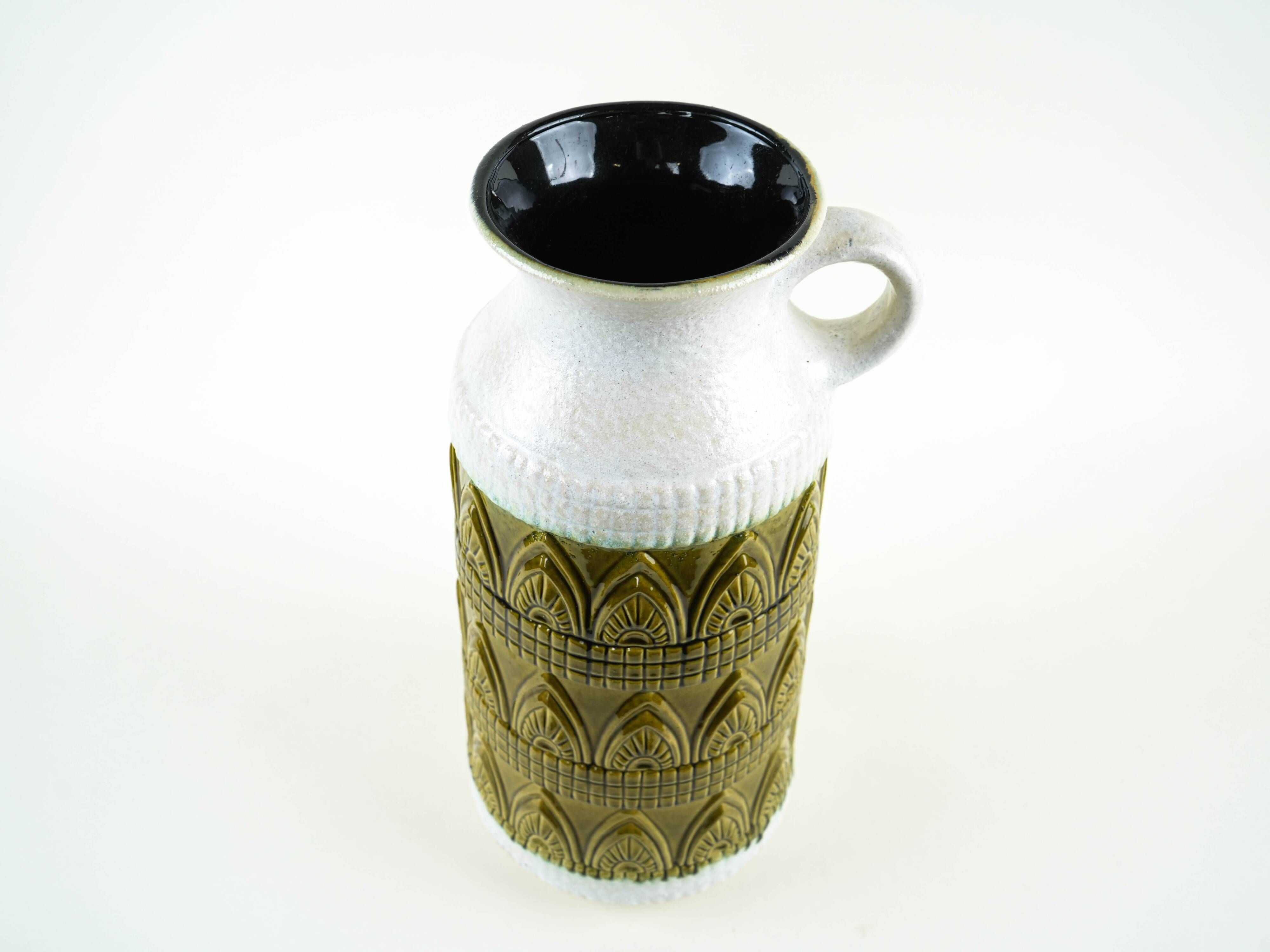 Ceramic floor vase with relief pattern, West Germany, 1970s