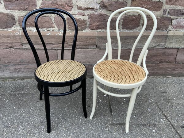Paire de chaises bistrot viennoise bois courbé