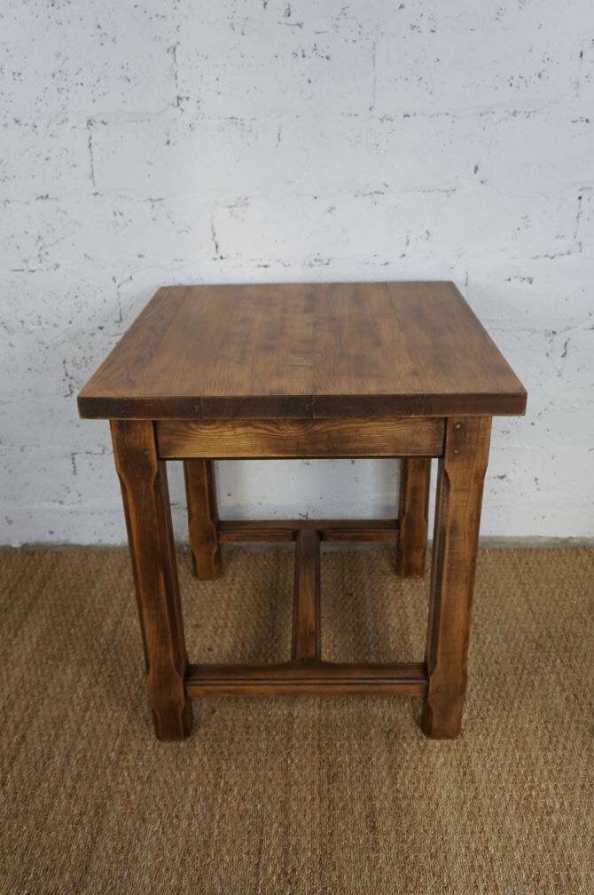 vintage solid oak bistro bar table from the 50s and 60s, restored