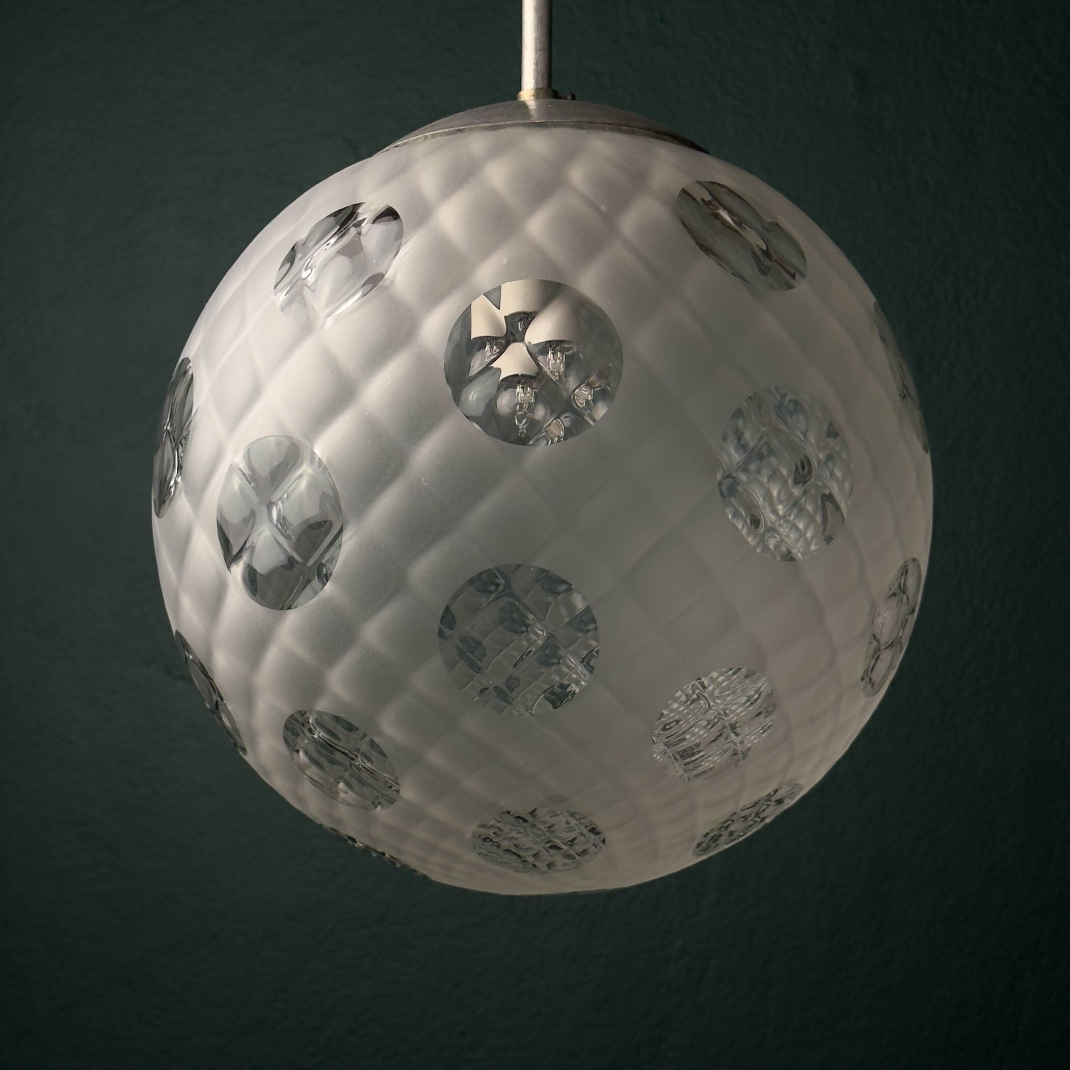 Vintage murano sphere ball pendant lamp Italy 1950s