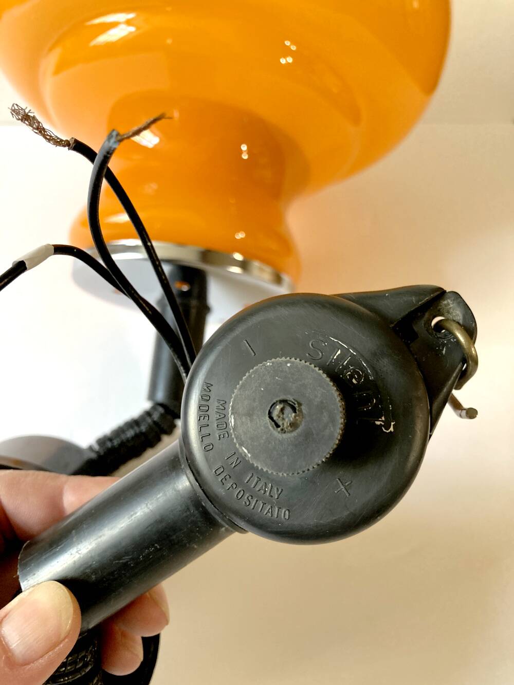 Vintage orange opaline glass pendant light