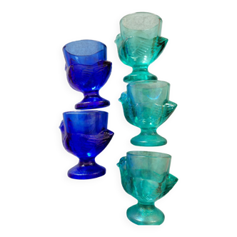 5 glass egg cups