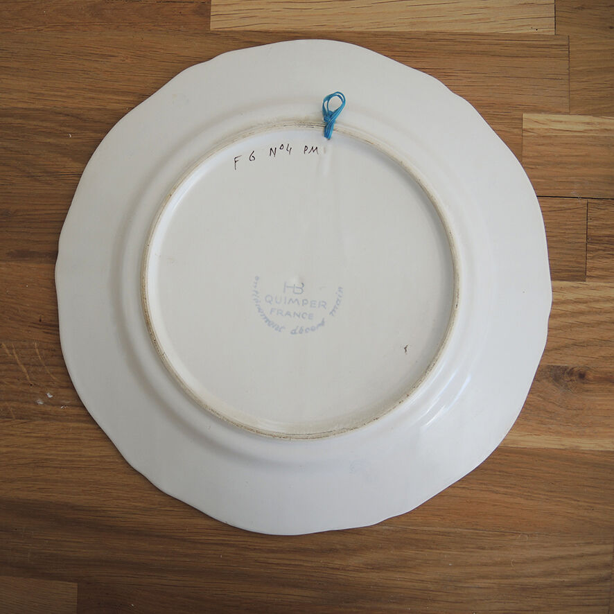 Old pheasant plate in HB Quimper ceramic