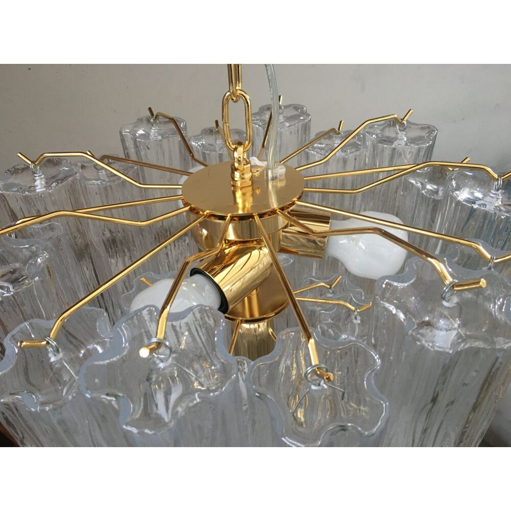 Clear “tronchi” murano glass chandelier d50