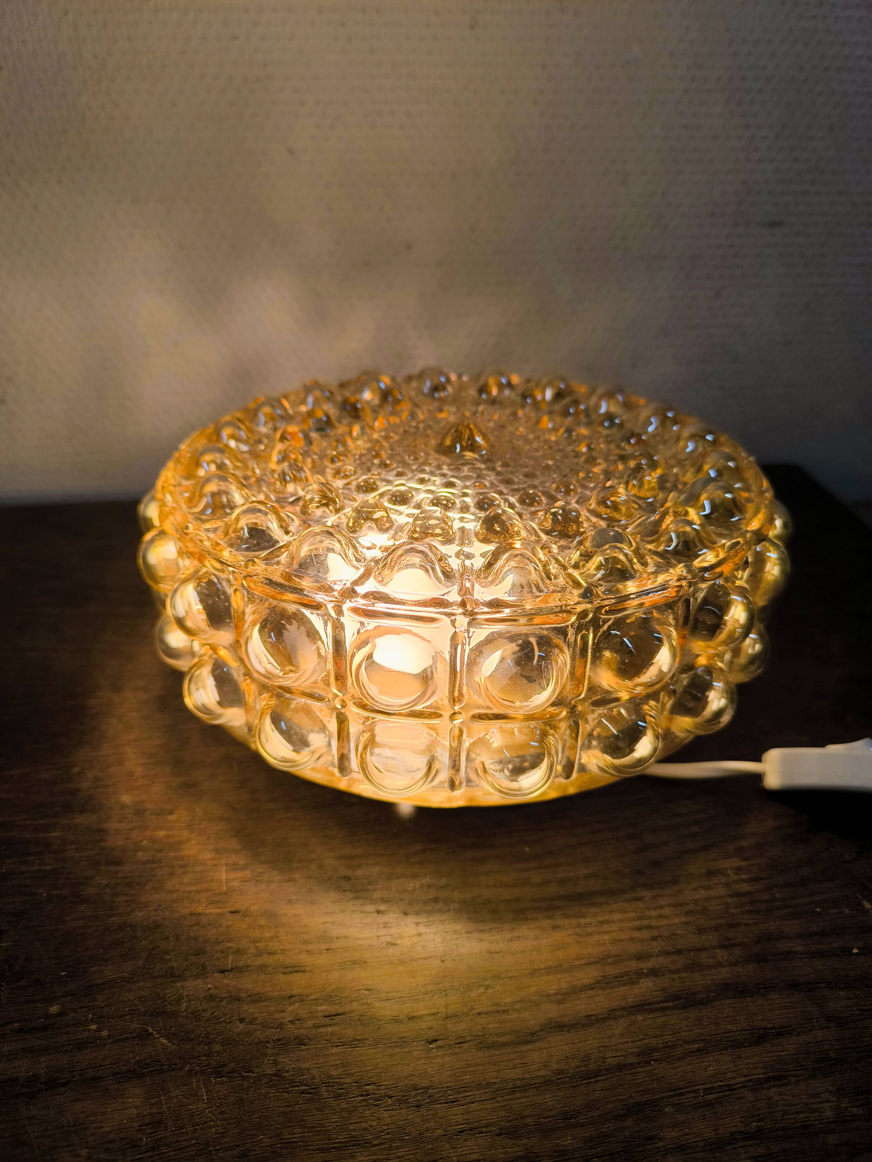 Amber bubble glass round ceiling light Philips 1960