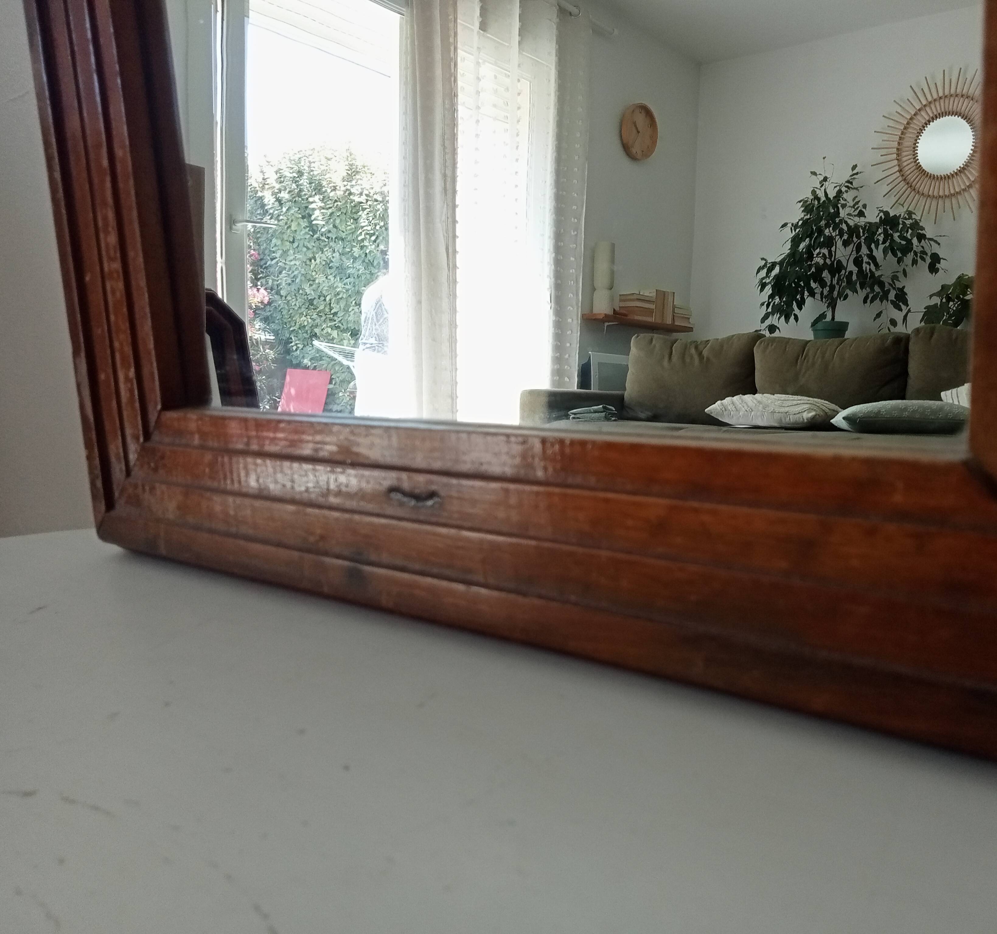 Vintage Art Deco wooden mirror from the 1950s.