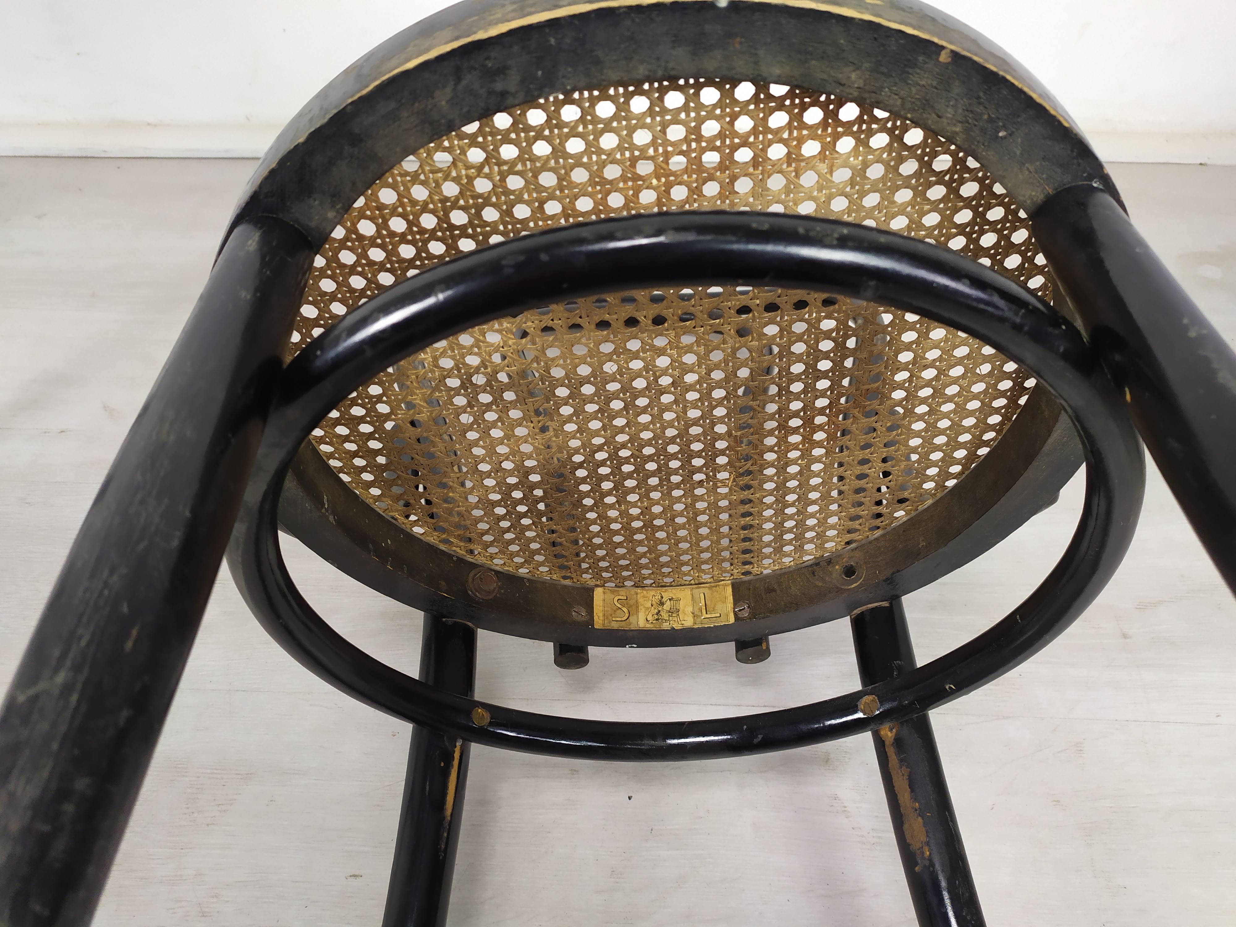 Black canned bistro chairs